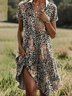 Cotton Shirt Collar Vacation Dress With No