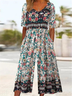 Women's H-Line V Neck Daily Going Out Casual Printing Floral Summer Ankle Pants Jumpsuit Romper