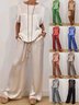 Women's Plain Daily Going Out Two-Piece Set White Casual Summer Top With Pants Matching Set