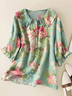 Women's Floral Print Casual Peter Pan Collar Shirt