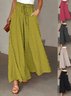 Women's  H-Line Wide Leg Pants Daily Going Out Pants Yellow Casual Pocket Stitching Plain Spring/Fall Pants