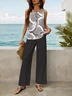 Women's Geometric Print Casual Vest Trousers Two-Piece Set