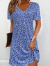 Women's Floral Print V-Neck Short Sleeve Dress