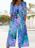 Women's H-Line V Neck Daily Going Out Casual Printing Floral Summer Ankle Pants Jumpsuit Romper