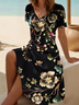 Women's Floral Print Casual V-Neck Short Sleeve Dress