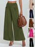 Women's  Elastic Waist H-Line Wide Leg Pants Daily Going Out Pants Green Casual Split Joint Plain Spring/Fall Pants