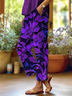 Women's  H-Line Baggy Pants Daily Going Out Pants Purple Casual Printing Floral Spring/Fall Pants