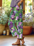 Women's  H-Line Baggy Pants Daily Going Out Pants Green Casual Printing Floral Spring/Fall Pants