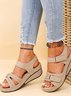 Roman Style Velcro Beach Fish Mouth Sandals Women's Outdoor Casual Mid-heel Sandals