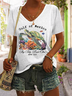 Women's Gulf Of Mexico Print Casual V Neck T-Shirt