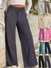 Women Plain Casual Split Joint Pant Daily Spring/Fall Wide Leg Pants