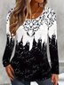 Women Floral Crew Neck Cotton Long Sleeve Casual Daily Spring/Fall T-shirt