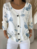 Women Floral V Neck Long Sleeve Casual Daily Spring/Fall Cardigan