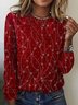 Women Striped Crew Neck Jersey Long Sleeve Vintage Daily Spring/Fall T-shirt