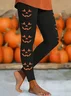 Women Halloween (pumpkin) Jersey Casual Printing Leggings Daily All Season Legging