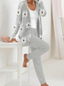 Women Floral Long Sleeve Coat With Pants Casual Printing Spring/Fall Hoodie Two-Piece Set