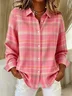 Women Plaid Shirt Collar Long Sleeve Casual Daily Spring/Fall Shirt