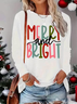 Women Text Letters Crew Neck Jersey Long Sleeve Casual Daily Spring/Fall T-shirt