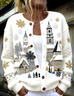 Women Christmas Stand Collar Wool/Knitting Long Sleeve Casual Daily Spring/Fall Cardigan