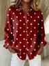 Women Polka Dots Shirt Collar Long Sleeve Casual Daily Spring/Fall Shirt