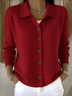 Women Plain Shawl Collar Long Sleeve Vintage Holiday Spring/Fall Cardigan