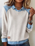Women Plain Shawl Collar Long Sleeve Vintage Daily Spring/Fall Sweatshirt