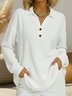 Women Plain Stand Collar Long Sleeve Casual Daily Spring/Fall T-shirt